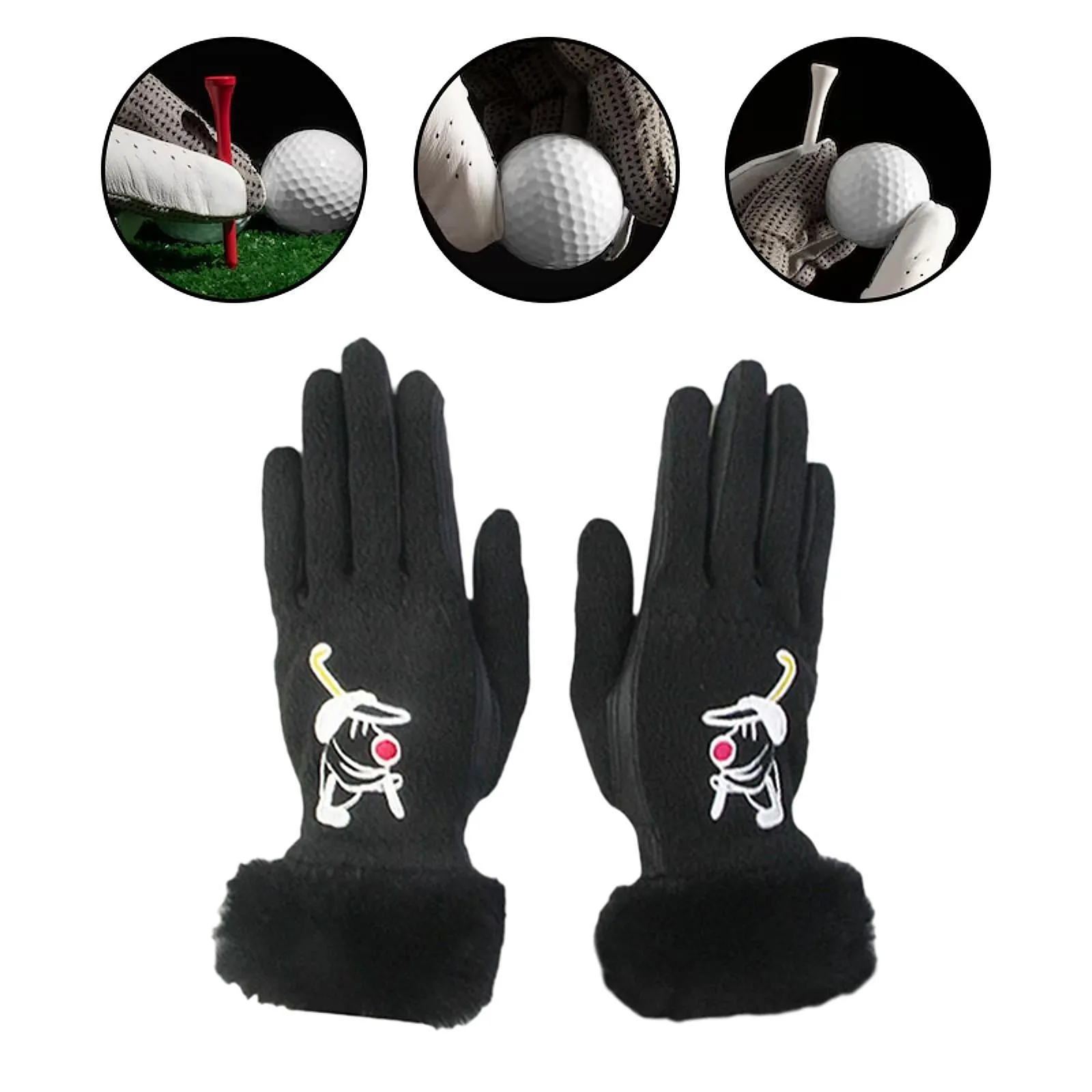 1 Pair of Golf Gloves Winter Training Gloves Mitts for Fishing Biking Hiking Black 19