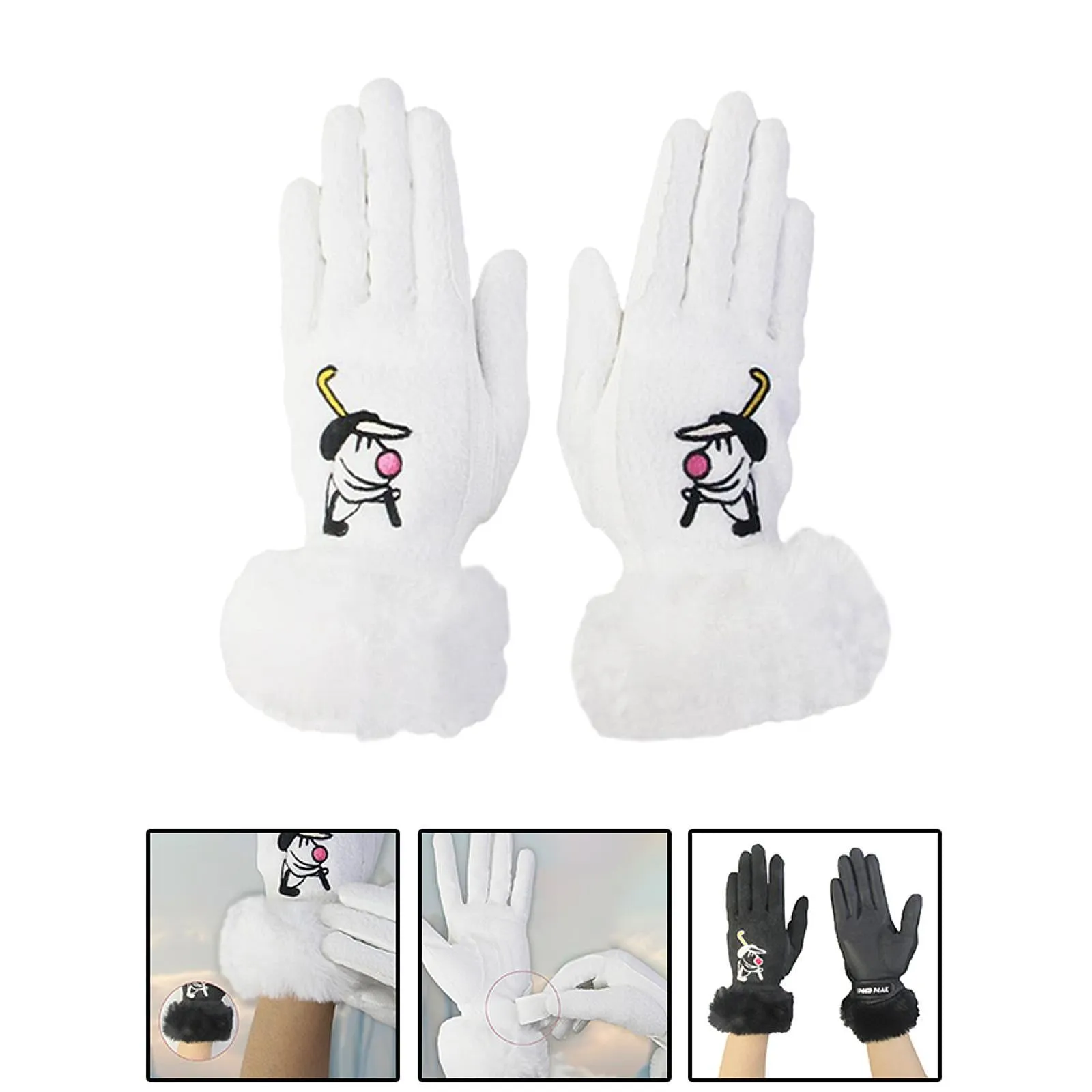 1 Pair of Golf Gloves Winter Training Gloves Mitts for Fishing Biking Hiking White 20