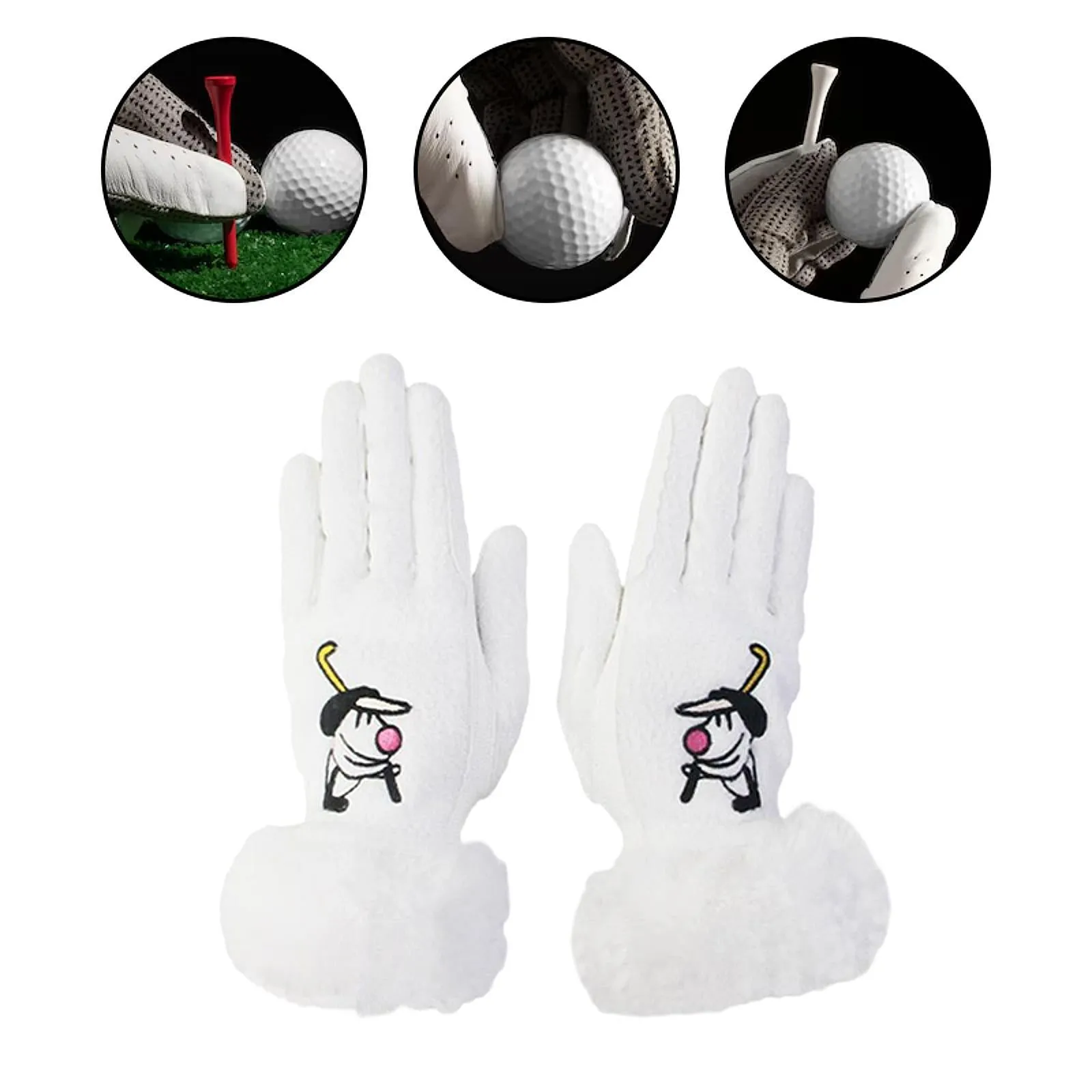 1 Pair of Golf Gloves Winter Training Gloves Mitts for Fishing Biking Hiking White 20