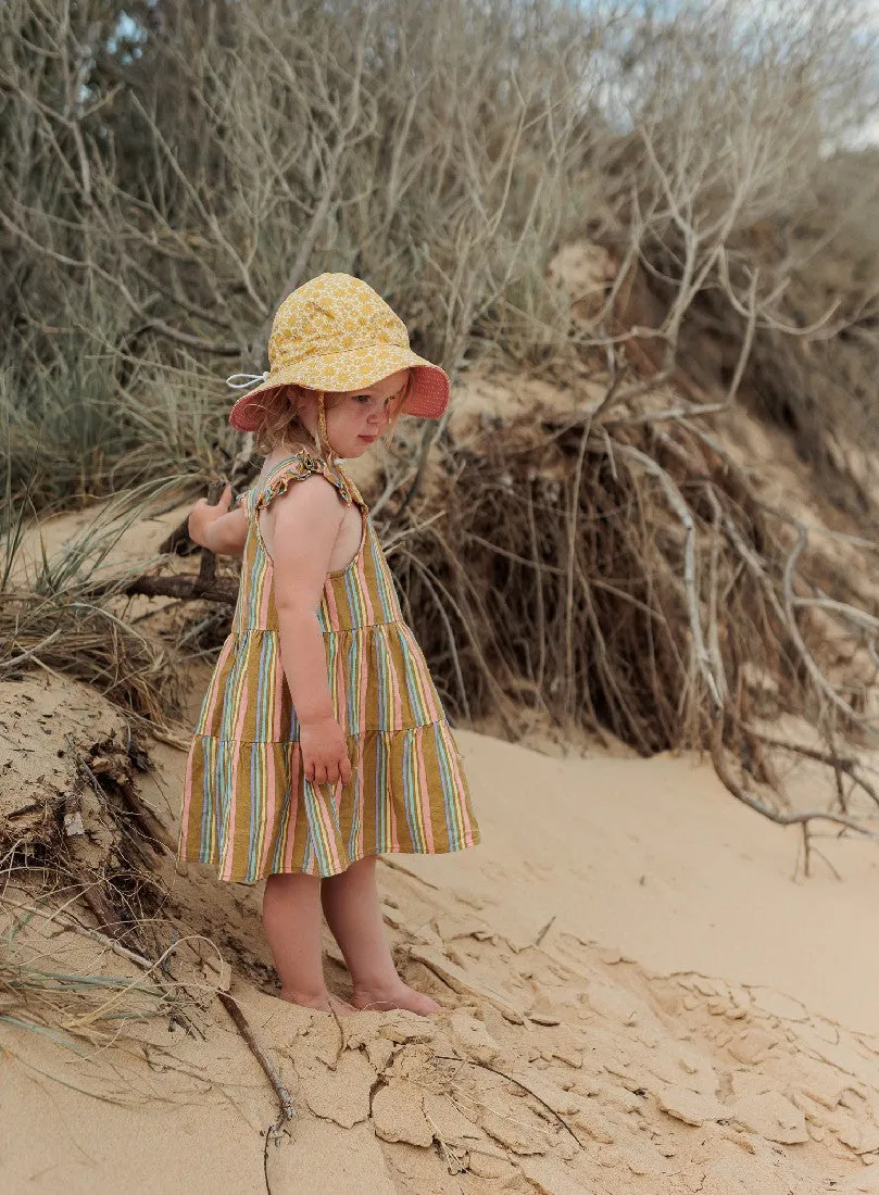 ACORN KIDS - SUNSET GARDEN WIDE BRIM SUNHAT: GOLD/CREAM