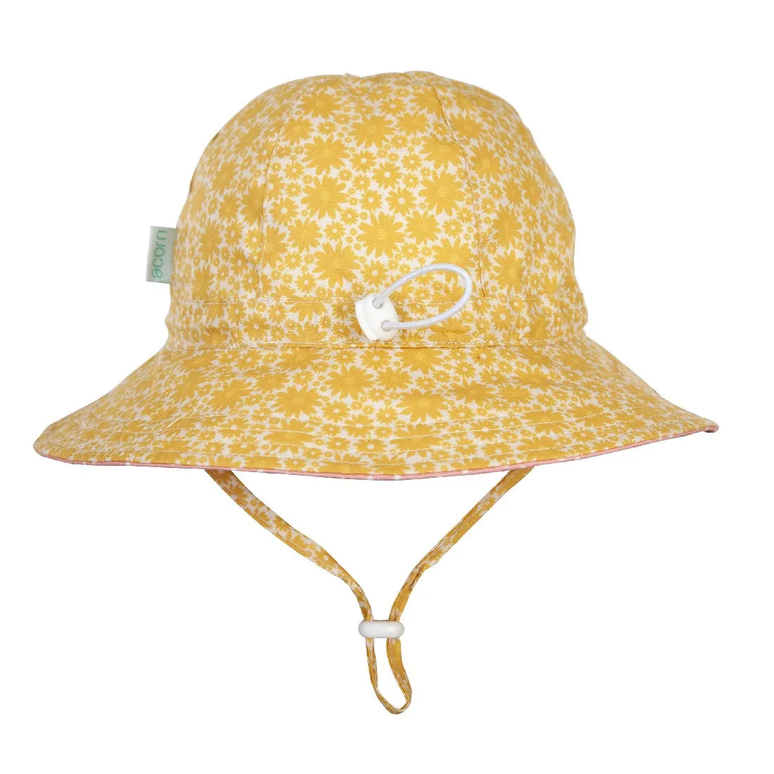 ACORN KIDS - SUNSET GARDEN WIDE BRIM SUNHAT: GOLD/CREAM