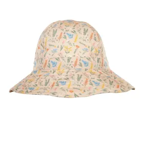 ACORN KIDS - WILDFLOWERS WIDE BRIM INFANT HAT: NATURAL/MULTI