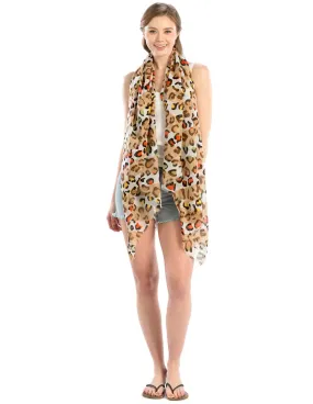 Beige Leopard Lightweight Scarf