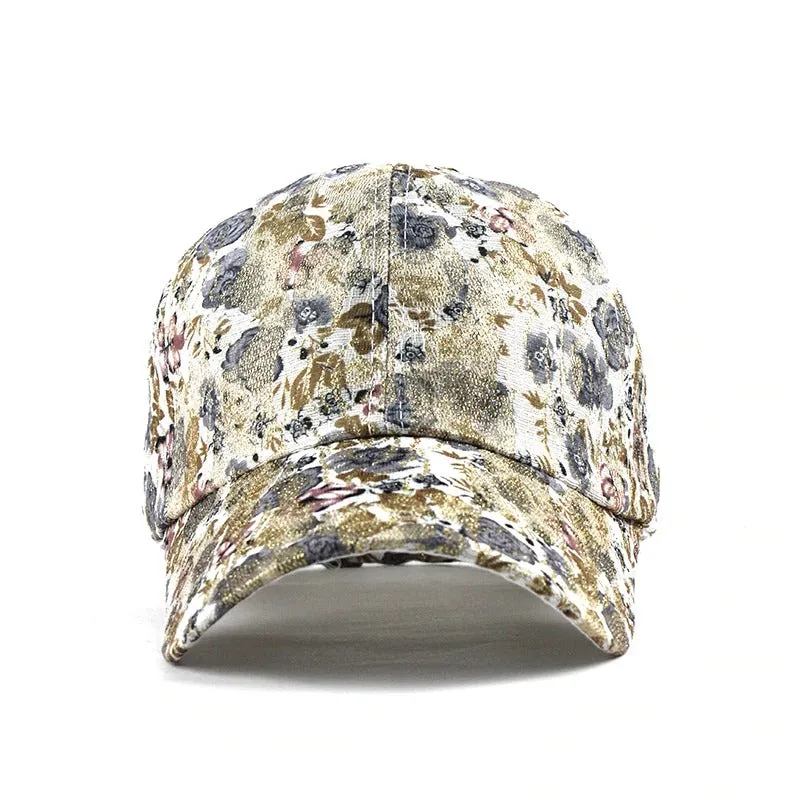 Breathable Flower Print Lace Snapback Baseball Cap