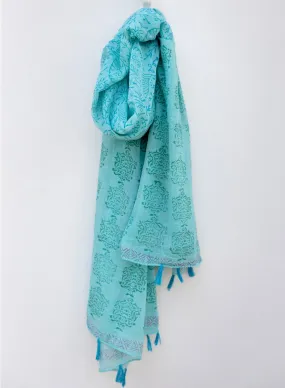 Contemporary Block Print Scarf - Ocean Breeze