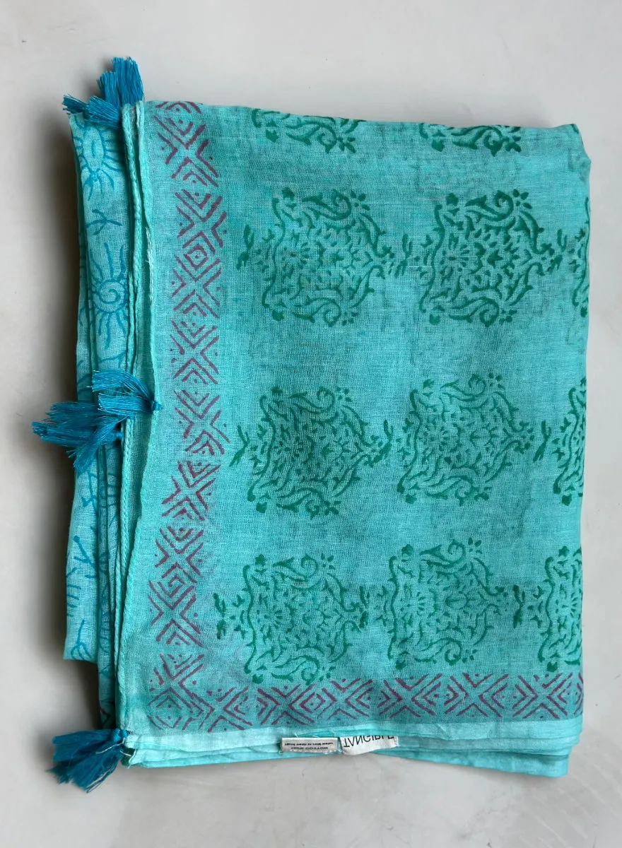 Contemporary Block Print Scarf - Ocean Breeze