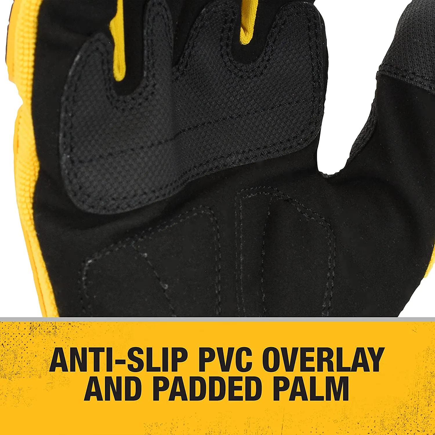 Dewalt DPG781 Performance Mechanic Work Glove with Anti-Slip PVC Overlay, Yellow / Black, 1 Pair