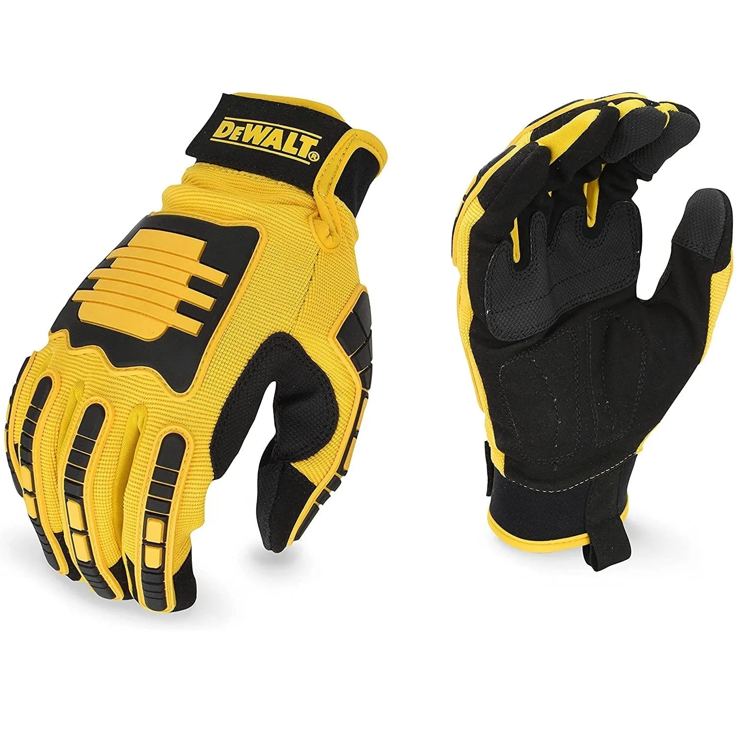 Dewalt DPG781 Performance Mechanic Work Glove with Anti-Slip PVC Overlay, Yellow / Black, 1 Pair