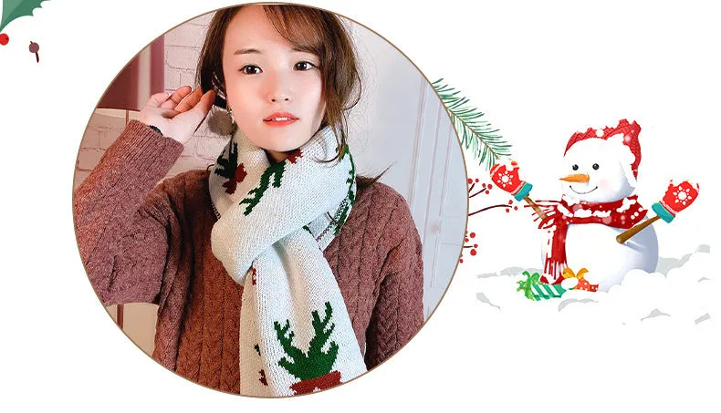 Fashionable Snowflake Decorated Knitted Woolen Warm Scarf