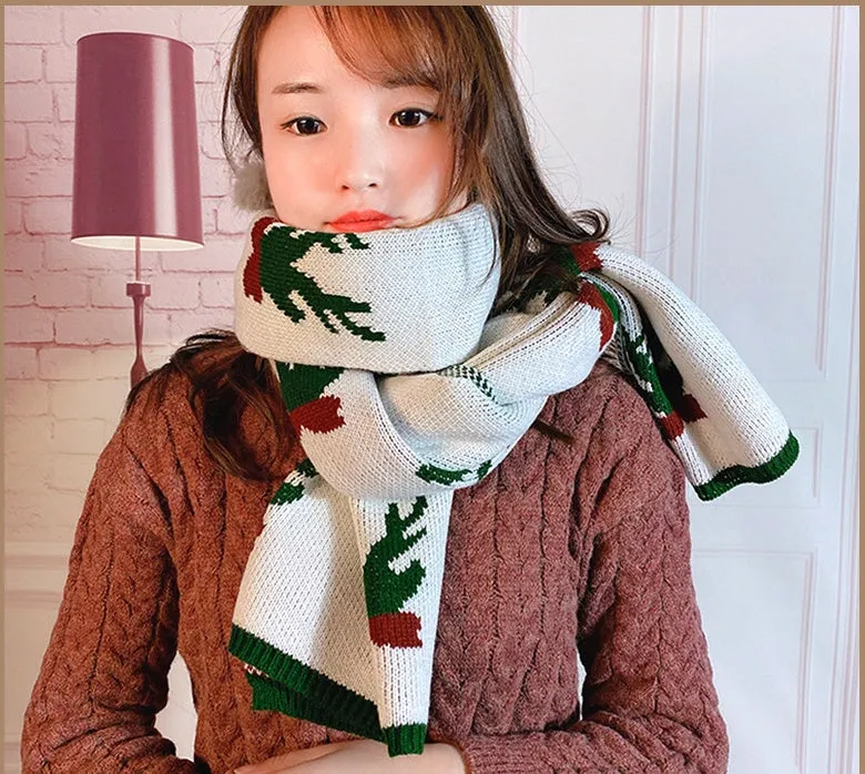 Fashionable Snowflake Decorated Knitted Woolen Warm Scarf