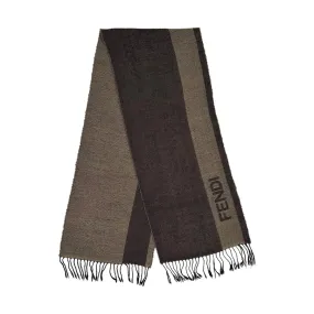 FENDI BROWN LIGHTWEIGHT SPELLOUT SCARF