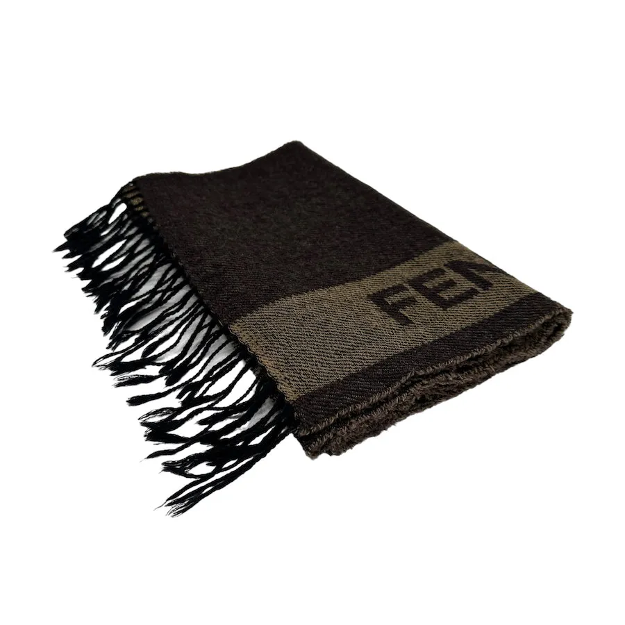 FENDI BROWN LIGHTWEIGHT SPELLOUT SCARF