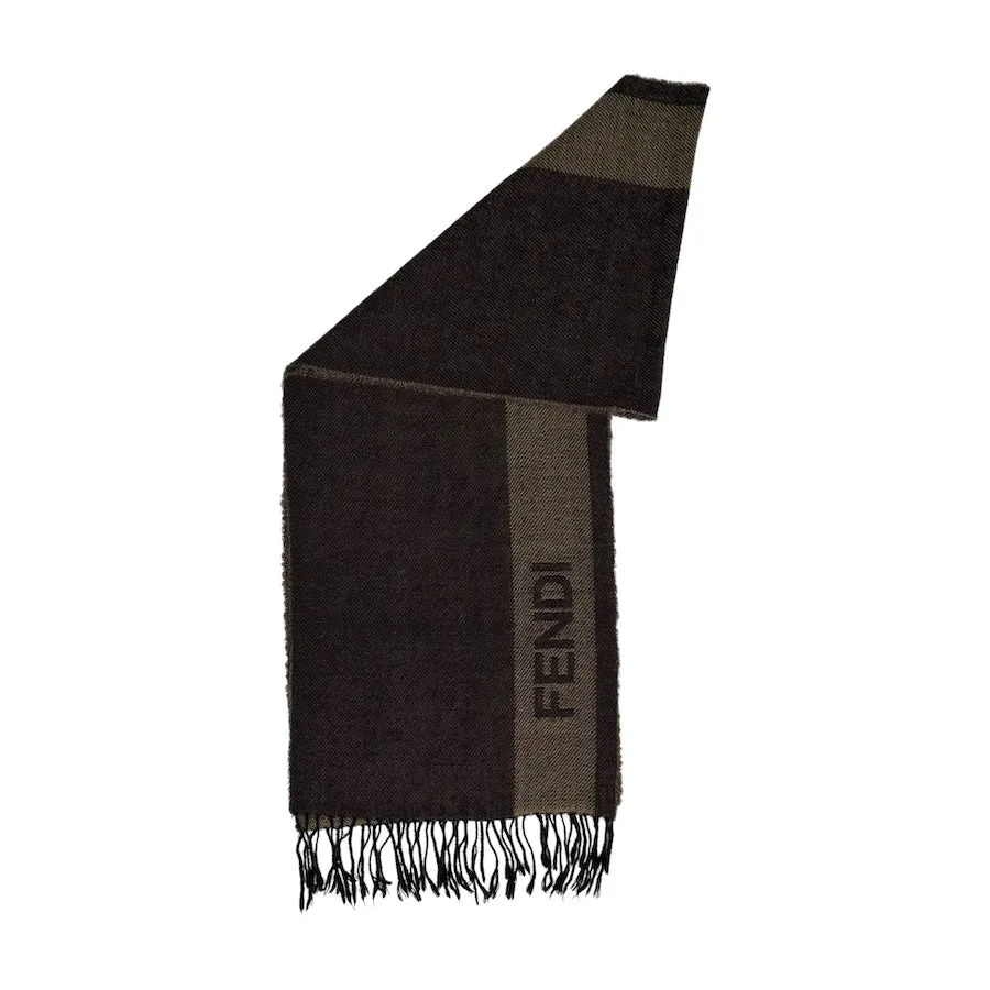 FENDI BROWN LIGHTWEIGHT SPELLOUT SCARF