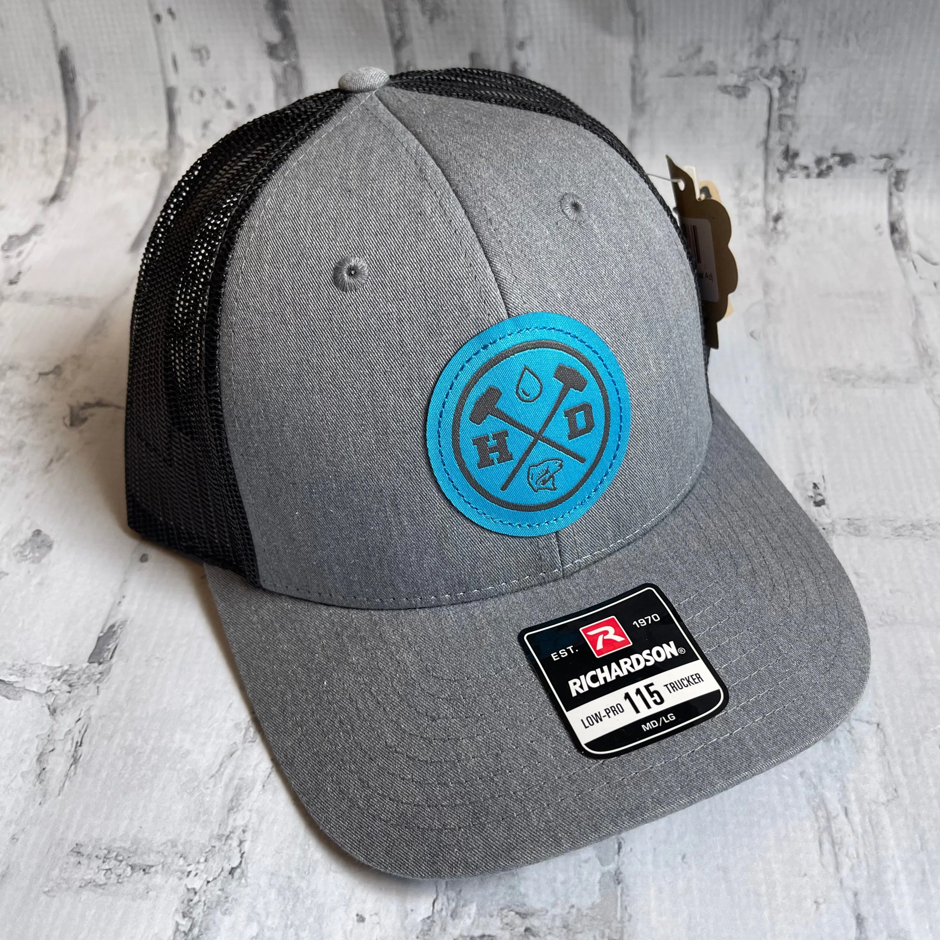 Hammer Down "Blue Water Man" Hat - Heather Gray with Leather Patch