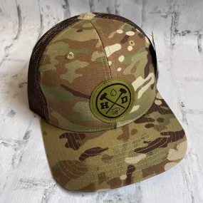 Hammer Down "Green Water Man" Hat - Camo with Leather Patch