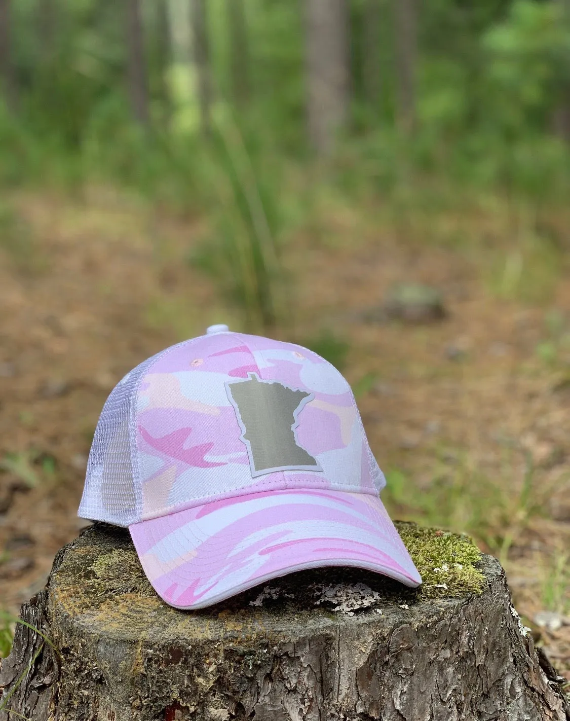 Hats Minnesota Pink and white camouflage State of Mn Womens trucker cap Adjustable snapback Mesh breathable back Sota Only 4 left! In stock. Ships today!