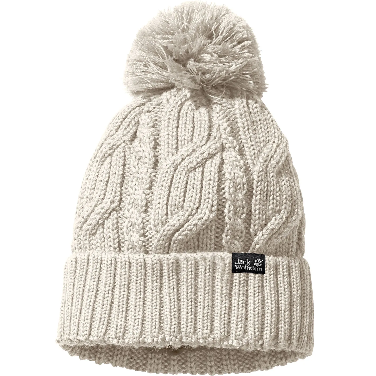 Jack Wolfskin Unisex Stormlock Windproof Fleece Lined Bobble Hat - Birch