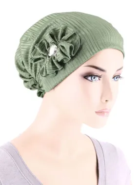 JOSIE-RIBBEDSAGEGREEN#Josie Turban Ribbed Sage Green