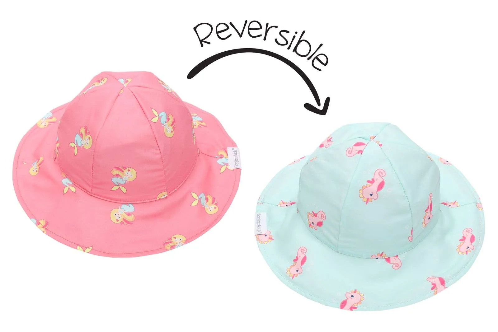 Kids UPF50  Patterned Sun Hat - (S) Mermaid/Seahorse