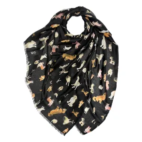 Lightweight Scarf with Multi Dog print