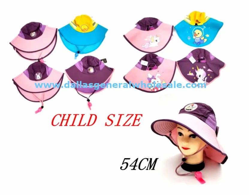 Little Girls Sun Hats w/ Neck Cover Wholesale