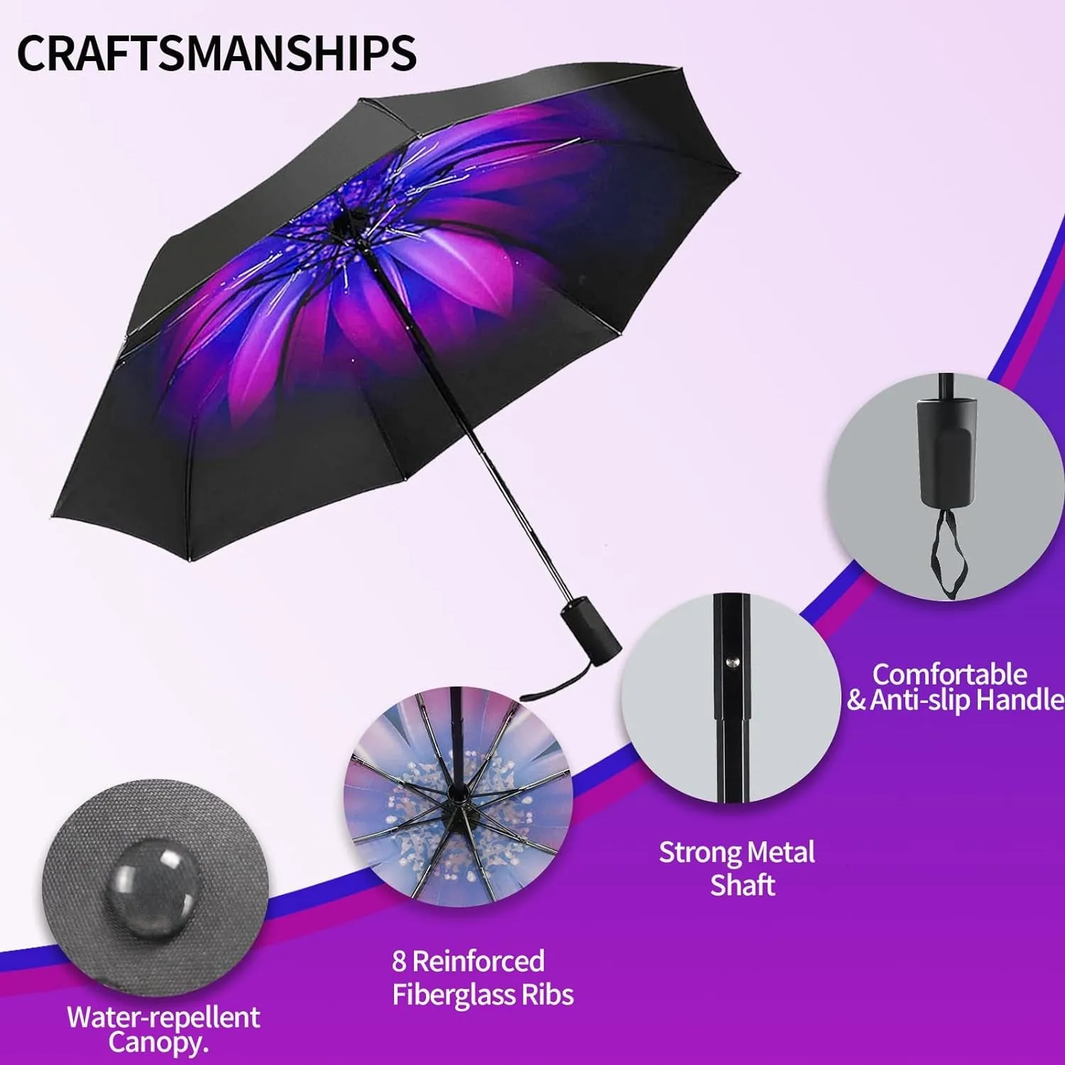 Llanxiry Compact Travel Umbrella,Windproof Waterproof Stick Umbrella Protection Golf Umbrellas