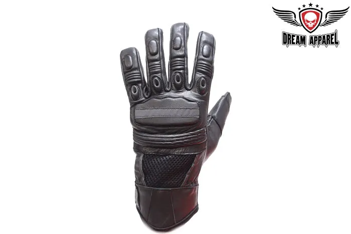 Men's Top Quality Leather Motorcycle Gloves With Air-Vents