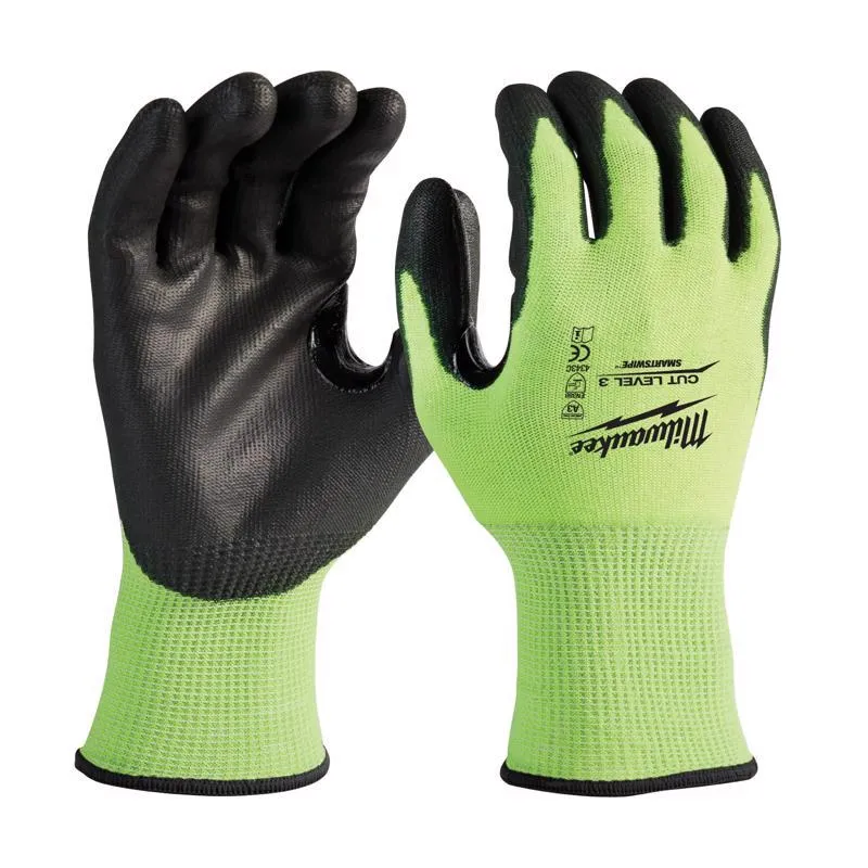 Milwaukee Cut Level 3 Men's Polyurethane Dipped Gloves Yellow L 1 pair