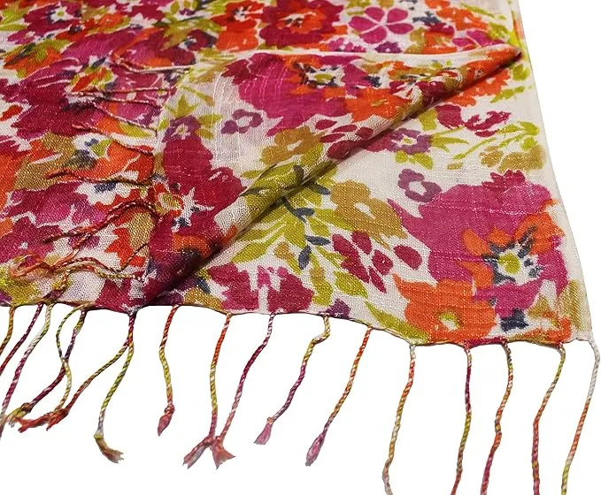 Multi Color Floral Print Lightweight Scarf for Women