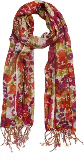 Multi Color Floral Print Lightweight Scarf for Women