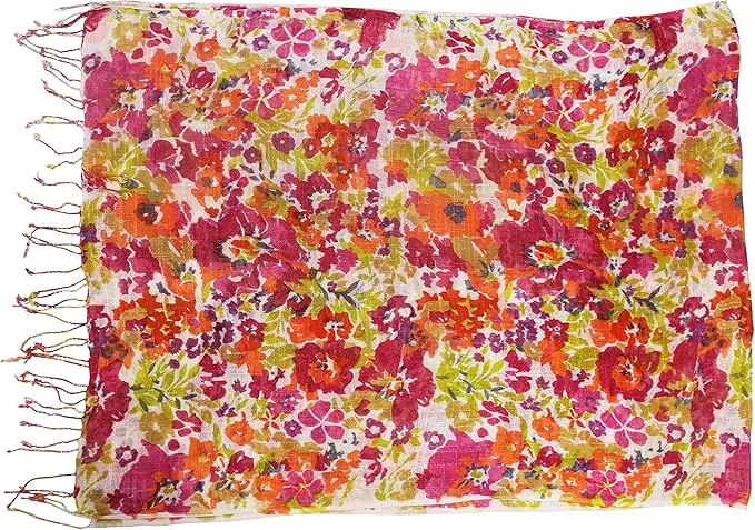 Multi Color Floral Print Lightweight Scarf for Women