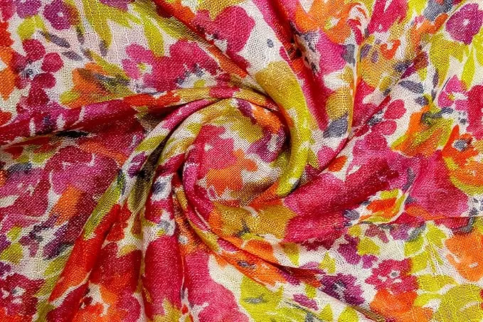 Multi Color Floral Print Lightweight Scarf for Women