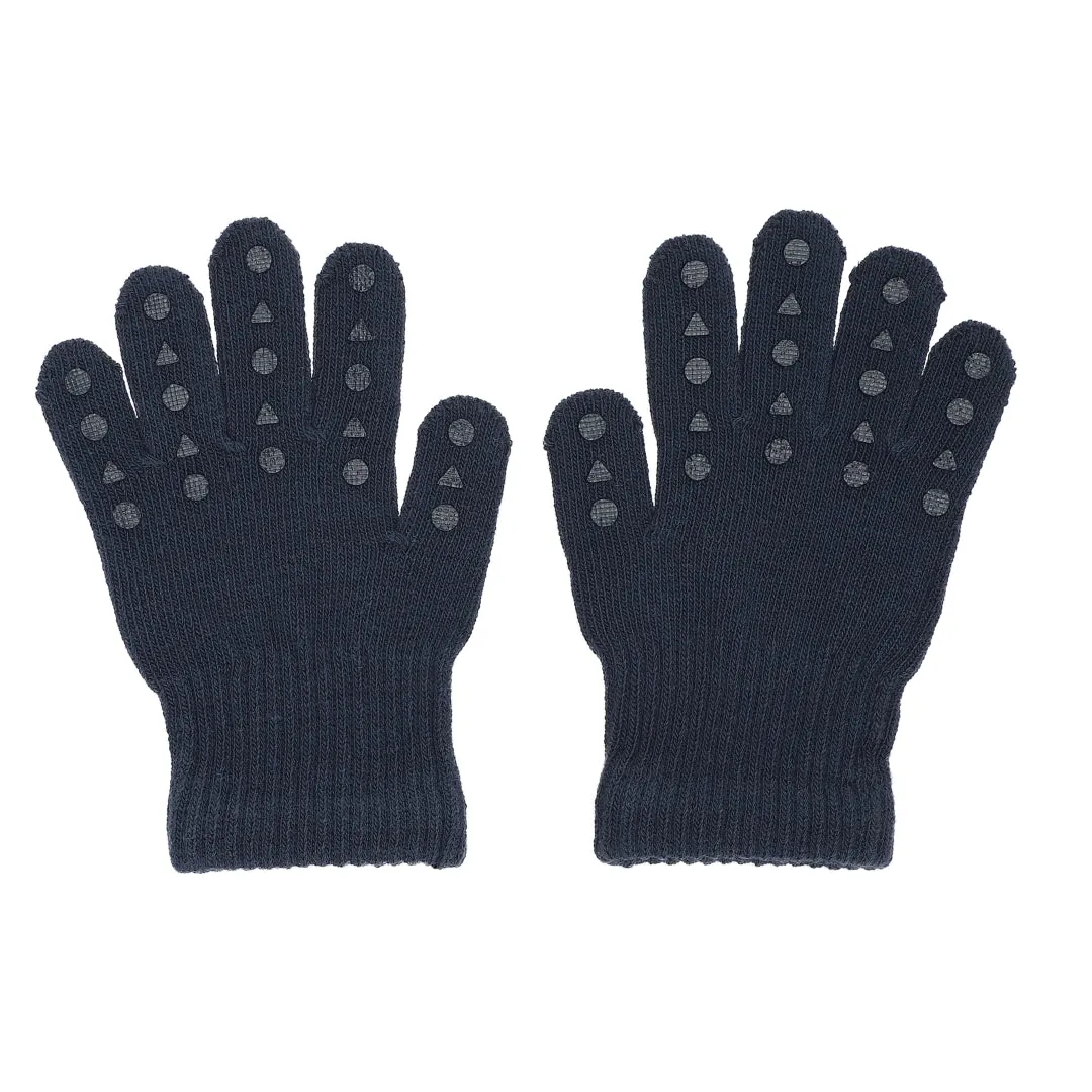 Non-Slip Grip Gloves for Babies and Toddlers - Organic Cotton - Navy Blue