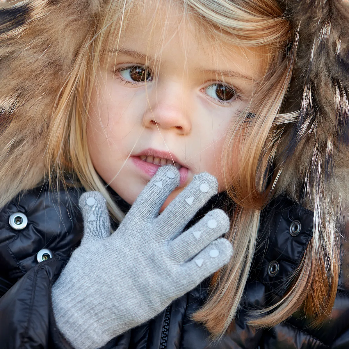 Non-Slip Grip Gloves for Babies and Toddlers - organic cotton - Sky Blue