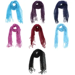 Plain Lightweight Cotton Scarf with Tassels