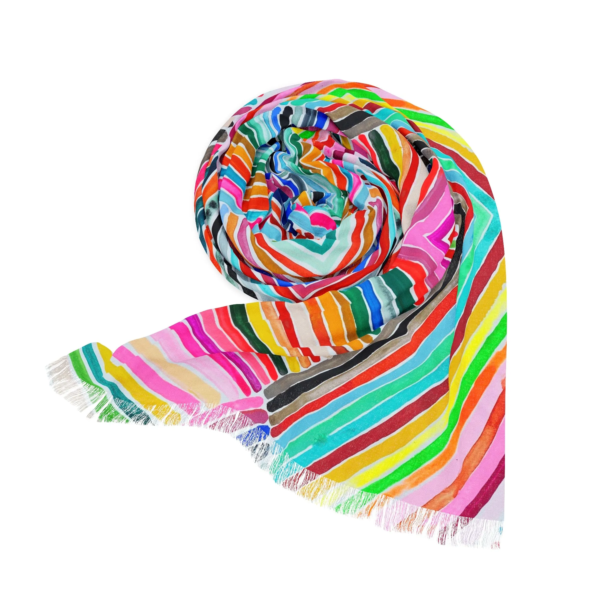 Rainbow 2 Watercolor Stripe Lightweight Scarf