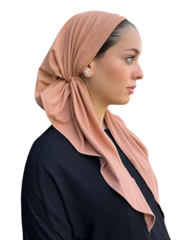 Scarf Bar Classic Jersey Ribbed Peach Pre-Tied Bandanna with Full Grip