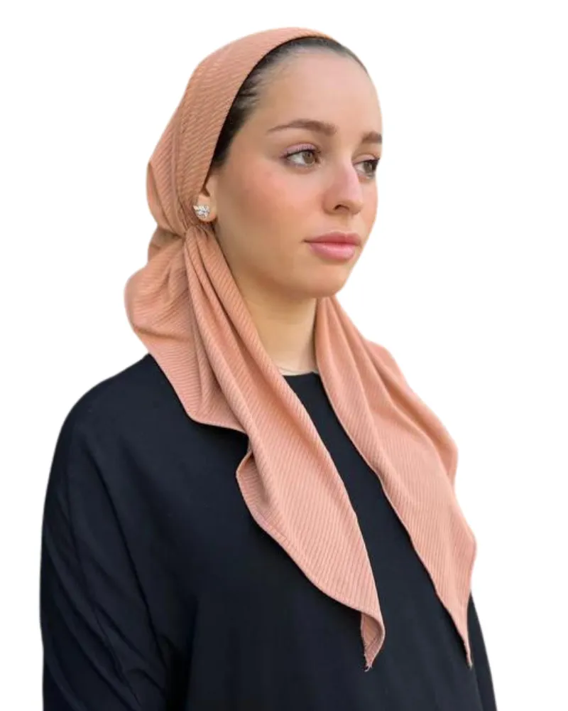 Scarf Bar Classic Jersey Ribbed Peach Pre-Tied Bandanna with Full Grip