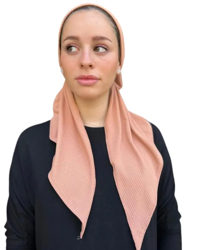 Scarf Bar Classic Jersey Ribbed Peach Pre-Tied Bandanna with Full Grip