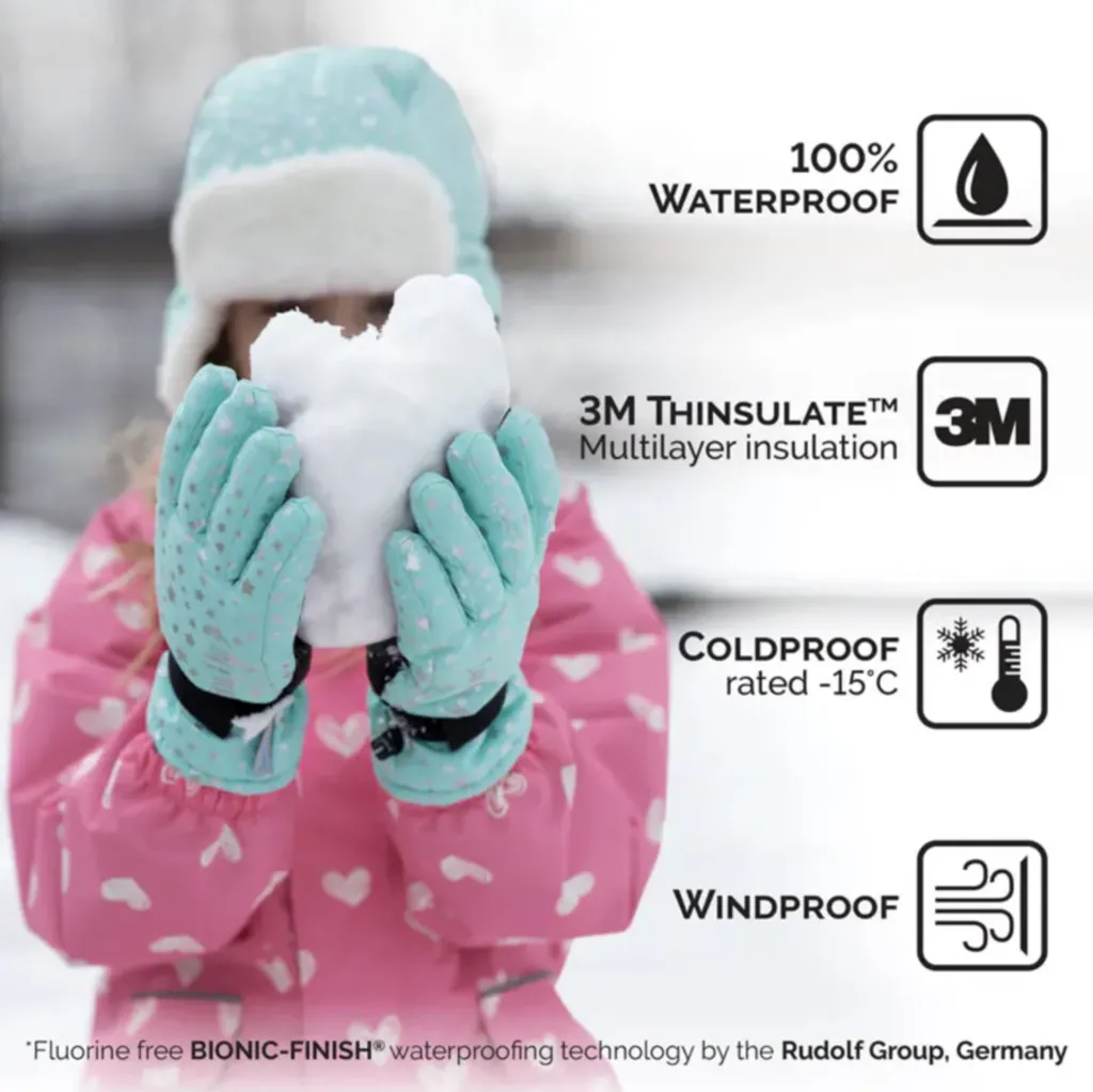 Size XL (8-10): Jan & Jul NEONPEAKS Print Waterproof GLOVES NEW