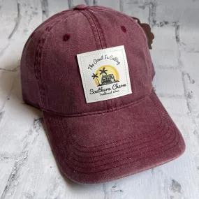 Southern Charm "Coast Is Calling" Hat - Dark Maroon with Leather Patch