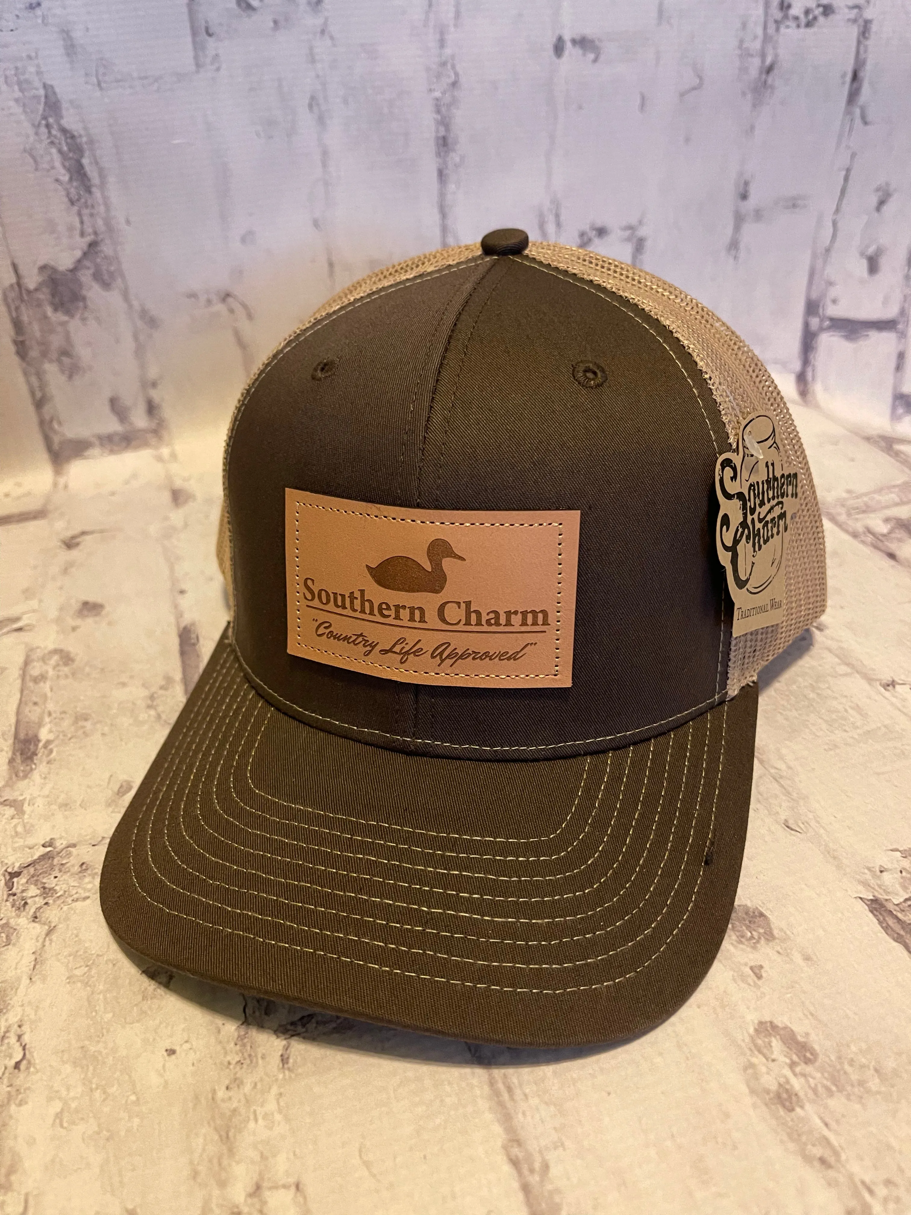 Southern Charm "Duck CLA" Hat - Brown/Khaki with Leather Patch