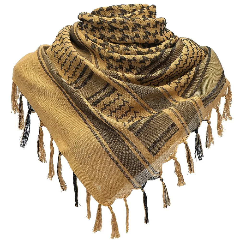 Tactical Arab Shemagh Military Scarf Outdoor Hiking Army Desert Scarves Muslim Hijab for Men Women Windproof Scarf With Tassel