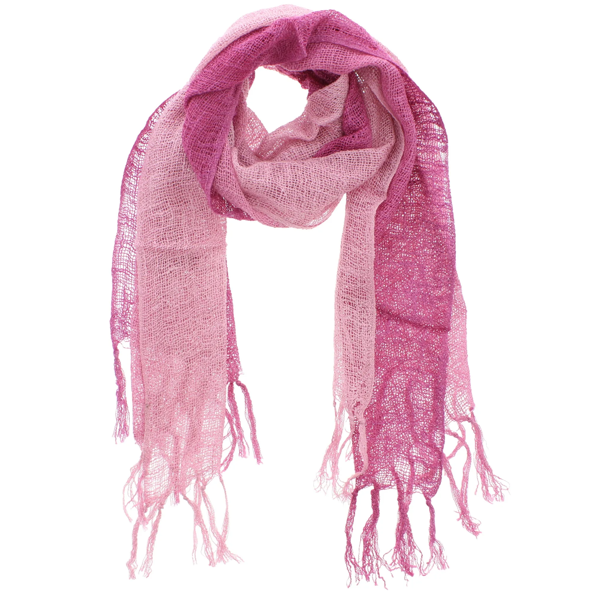 Two Tone Colour Slim Lightweight Scarf with Tassels