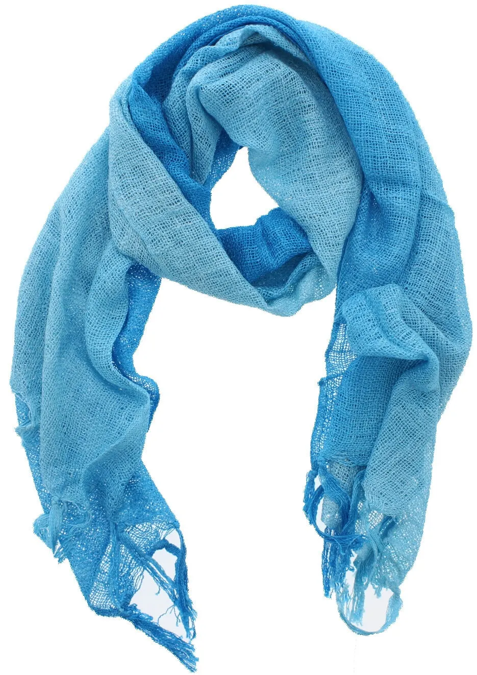 Two Tone Colour Slim Lightweight Scarf with Tassels