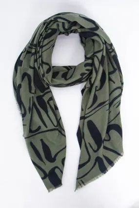 Vera Lightweight Scarf - Khaki, Abstract