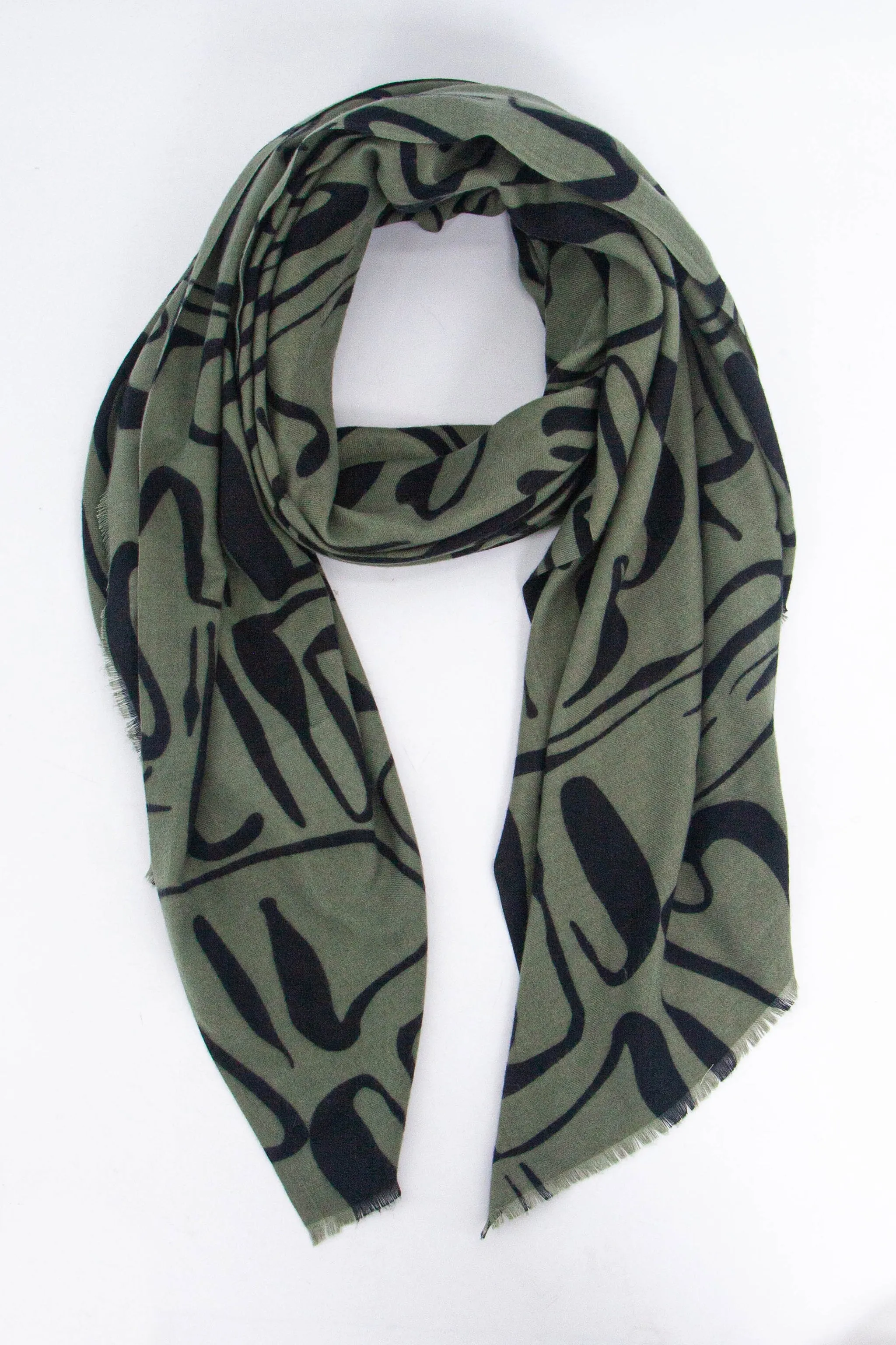 Vera Lightweight Scarf - Khaki, Abstract