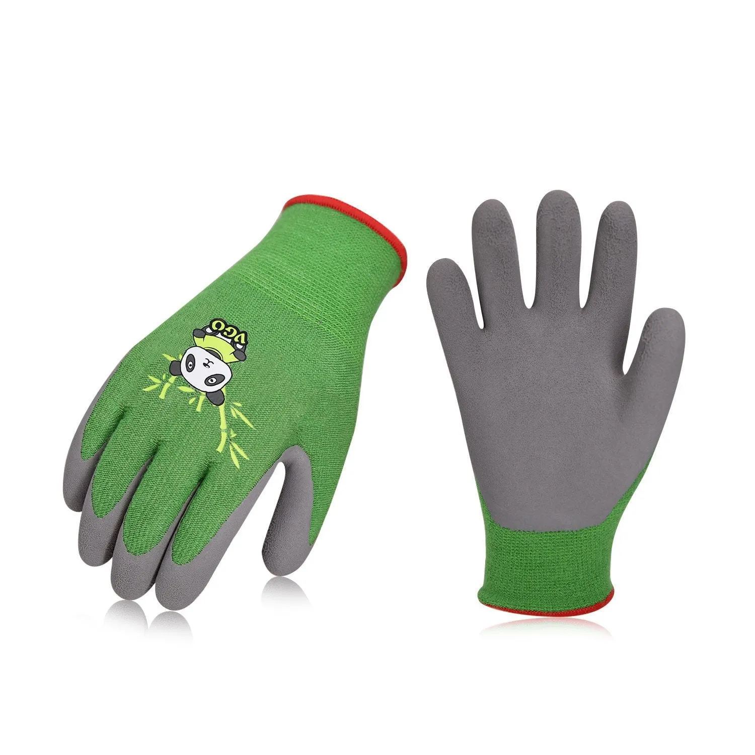 Vgo 2 Pairs Kids Gloves for Age 3-9, Bamboo Work Gloves for Gardening(Green,KID-RB6026)