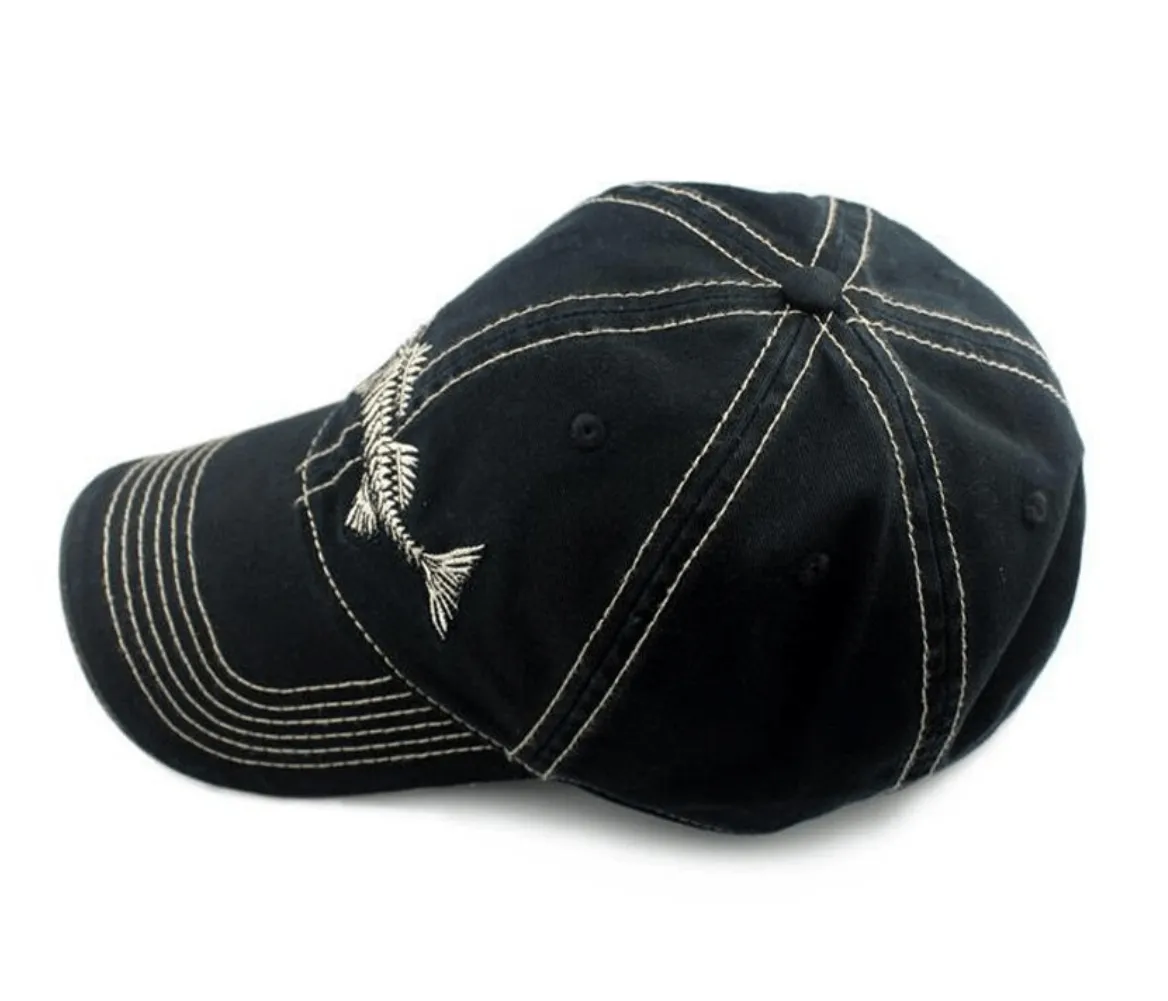 Vintage Baseball Hat w/ Fish Bone Design