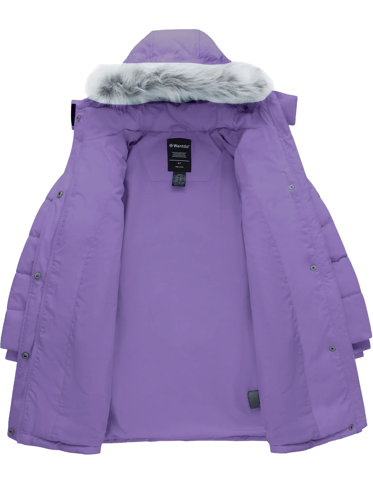 Wantdo Girls' Winter Coat Warm Winter Jacket Fur Hooded Fleece Lined Puffer Jacket